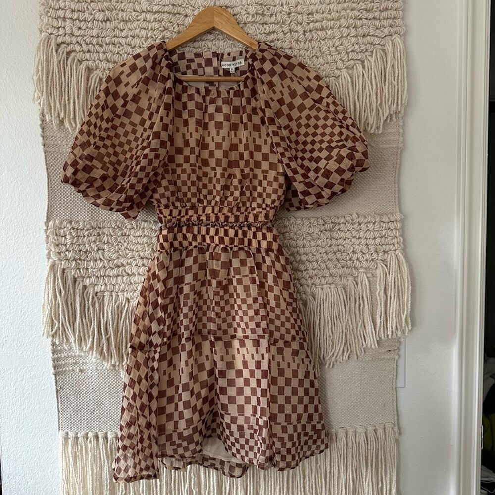 Moon River Checkered Cutout Mini Dress NWT